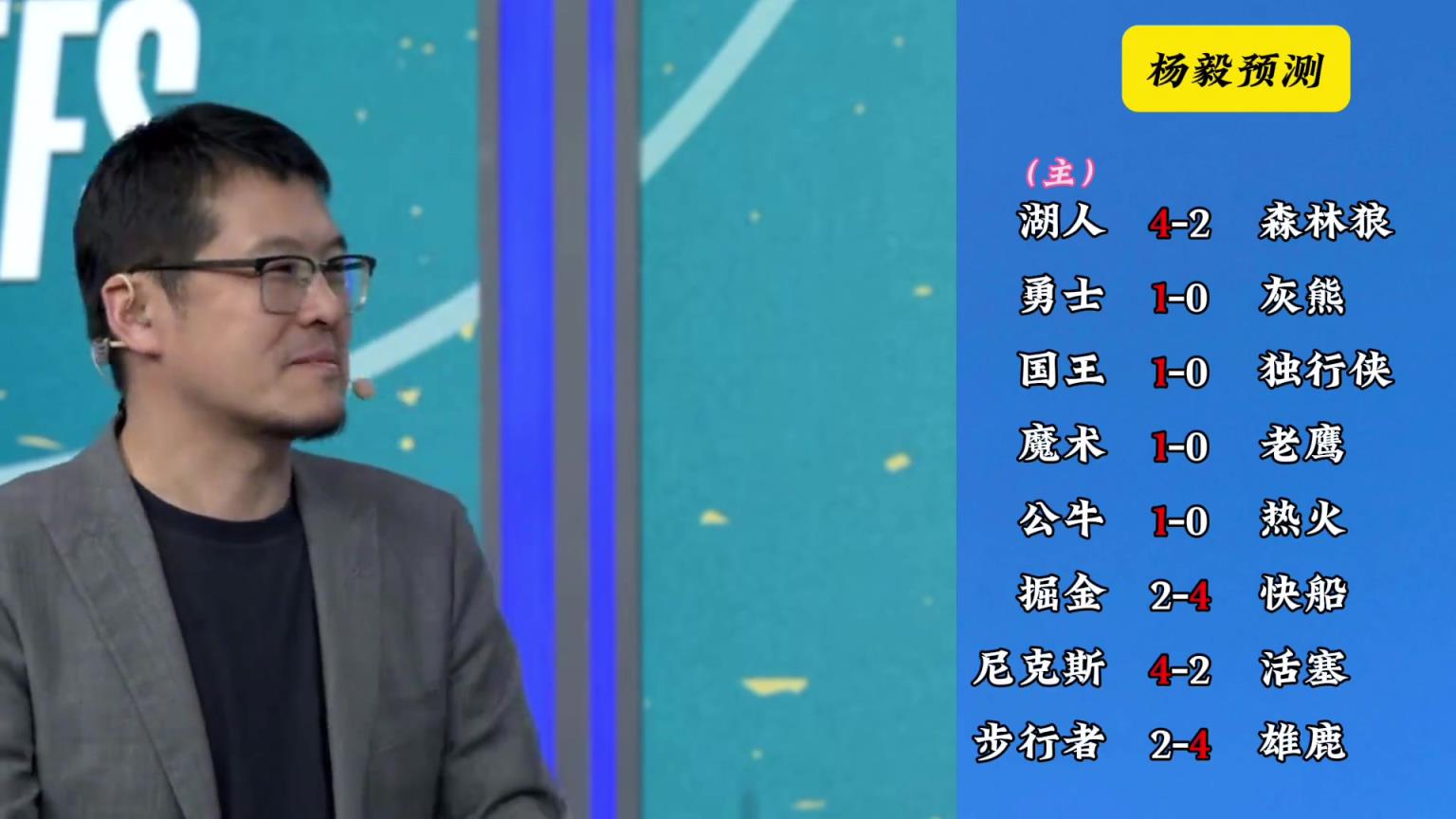 明燈來(lái)了！看看楊毅的季后賽預(yù)測(cè)：湖人4-2狼 快船4-2掘金